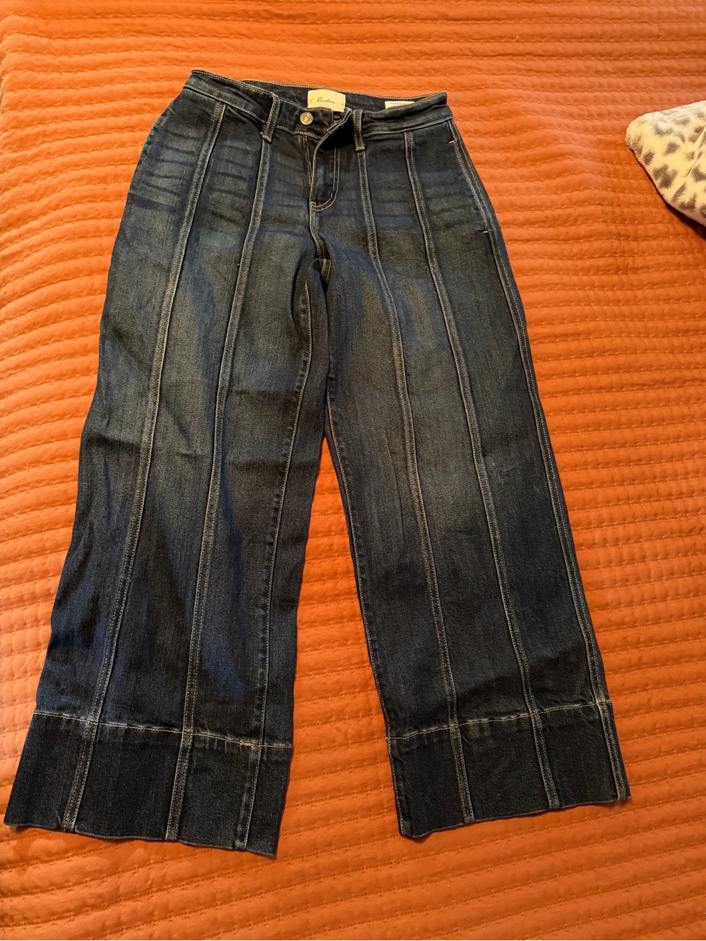 Wide-Leg Dark Wash Gaucho Jeans - Women